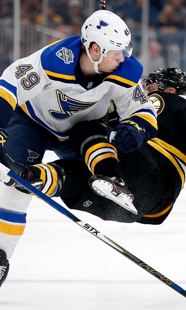 Bruins blank Blues 3-0 in 1st meeting since losing Cup final